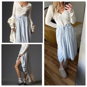 New Anthropologie Long-Sleeve
Twofer Midi Dress button front skirt parachute m